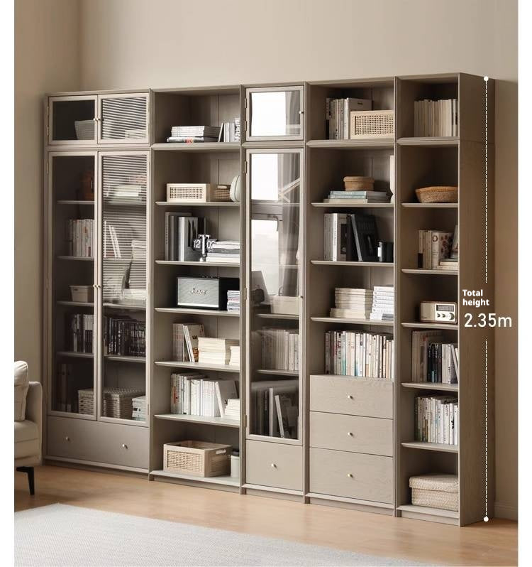 Oak Solid Wood Combination Bookcase Light Luxury, Floor-To-Ceiling Bookshelf