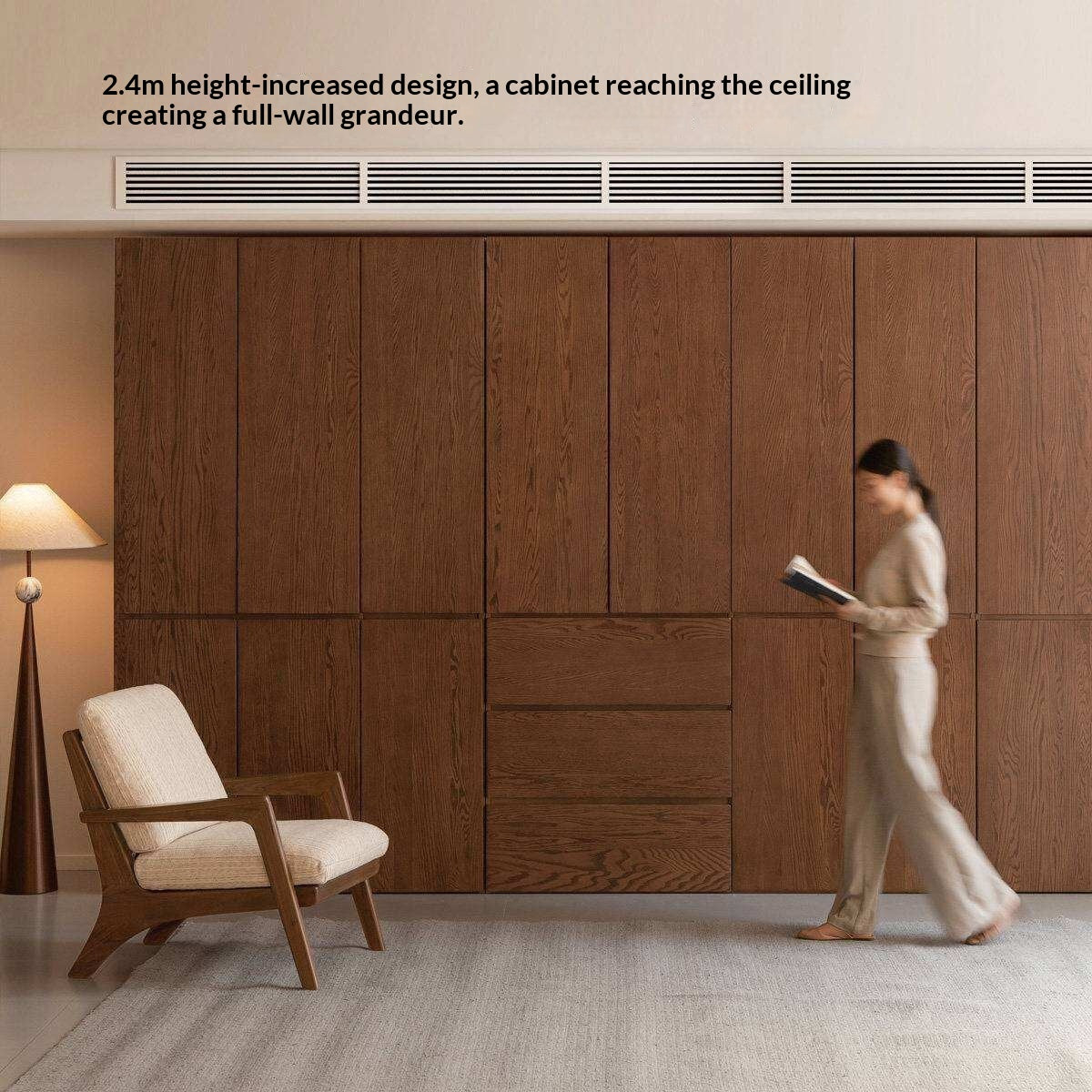 Oak Solid Wood Modern Sectional Wardrobe