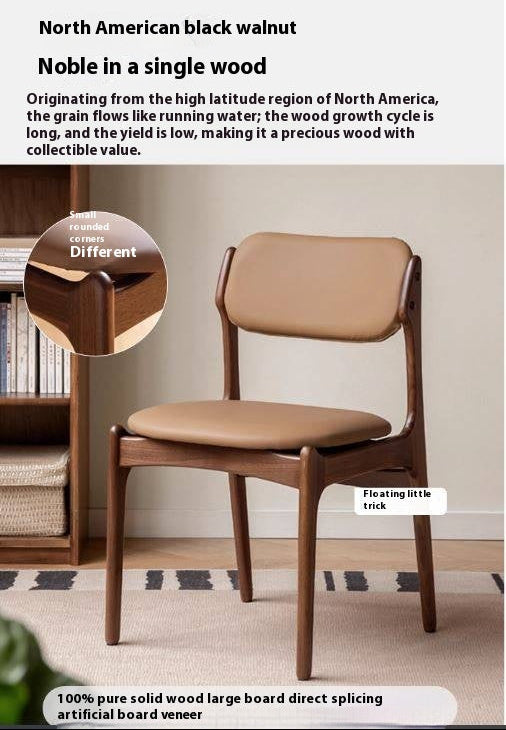 Set 4 pcs Black Walnut, Sandalwood Solid Wood Modern Dining Chair