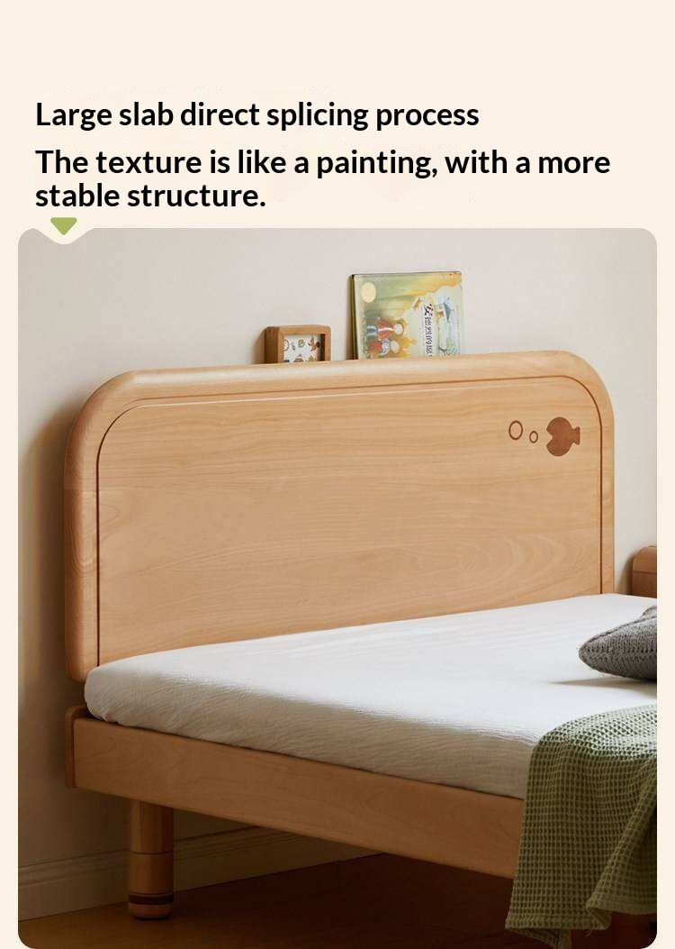 Beech Solid Wood Kids Platform Bed with Night Light