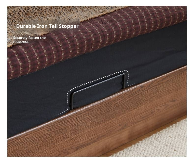 Oak Solid Wood Floating Platform Box Bed, Headboard-Free Bed with Light Modern Minimalist