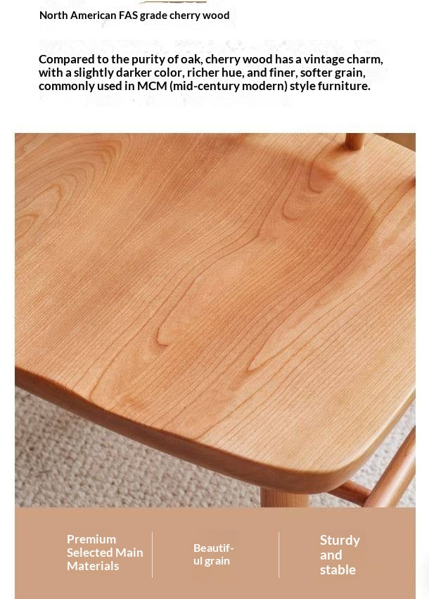 Set 4 pcs Cherry Solid Wood Modern Minimalist Nordic Style Backrest Chair