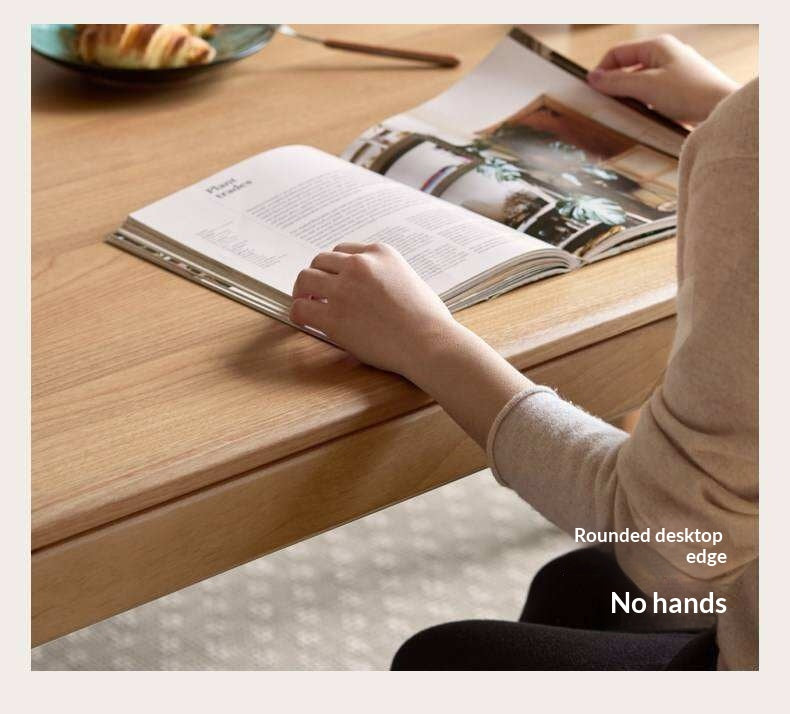 Oak Solid Wood Dining Table with Rectangular Top and Clean Lines