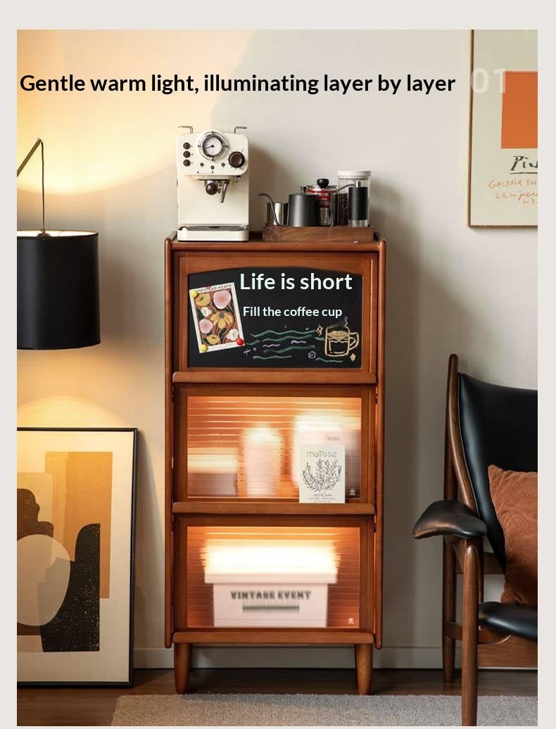 Poplar Solid Wood Vintage Style Flip Door Bookcase