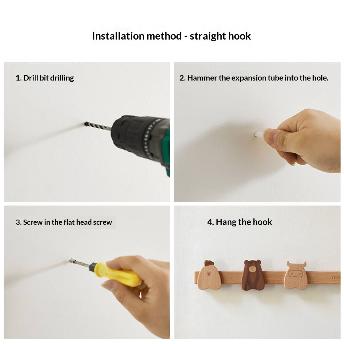 Beech Solid Wood Hook Hanging Clothes