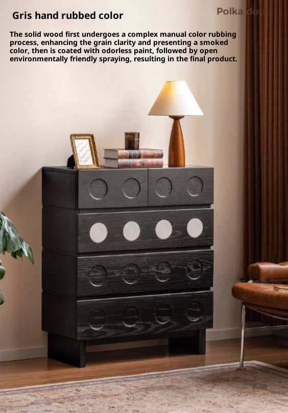 Oak Solid Wood Vintage Style Five-Drawer Chest