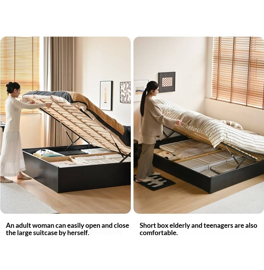 Rubberwood Solid Wood Platform Bed, Headboard-Free Box Bed, Modern Minimalist