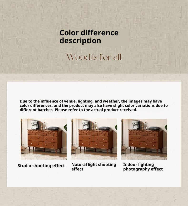 Poplar Solid Wood Medieval Style French Retro Six-Drawer Chest