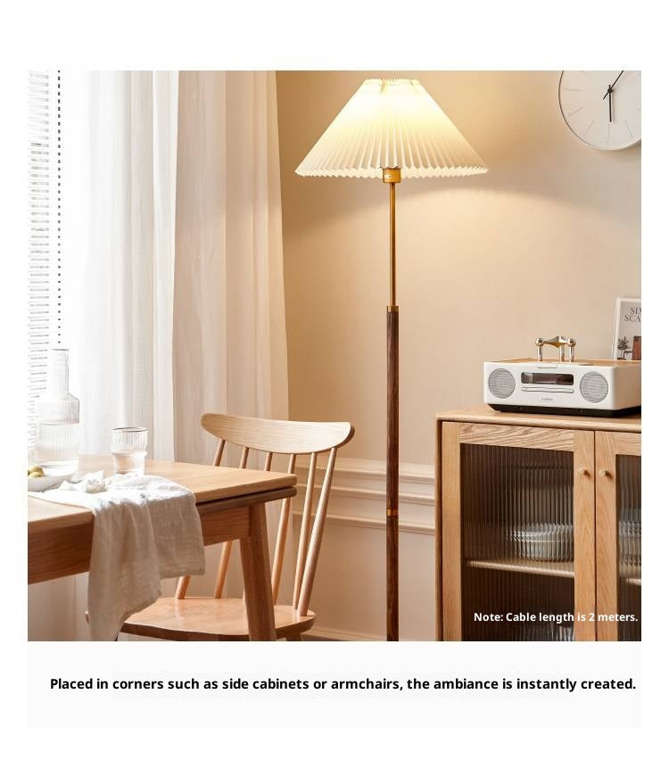 Ash Solid Wood Antique Floor Lamp With A Metal Base