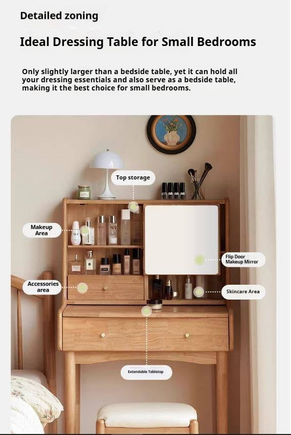 Solid RubberWood Extendable Modern Vanity Table