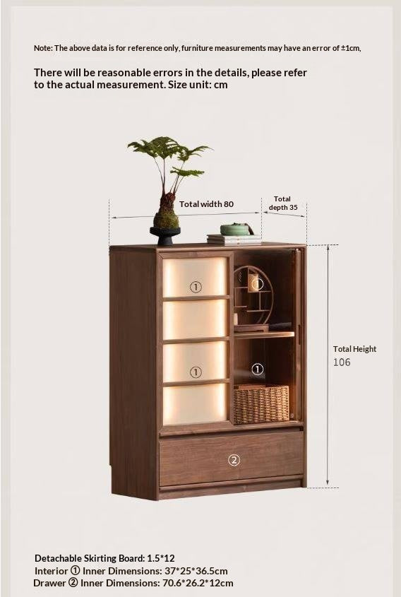 Black Walnut Solid Wood Storage Side Cabinet
