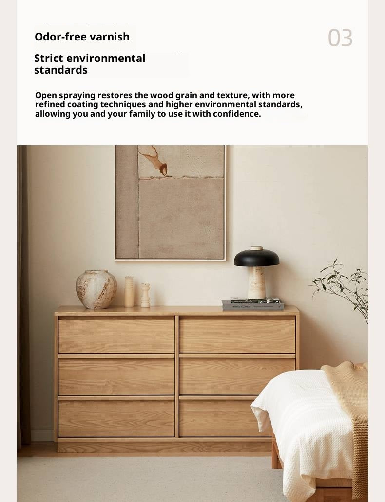 Ash, Oak Solid Wood Wabi-sabi Style Chest Of Drawers