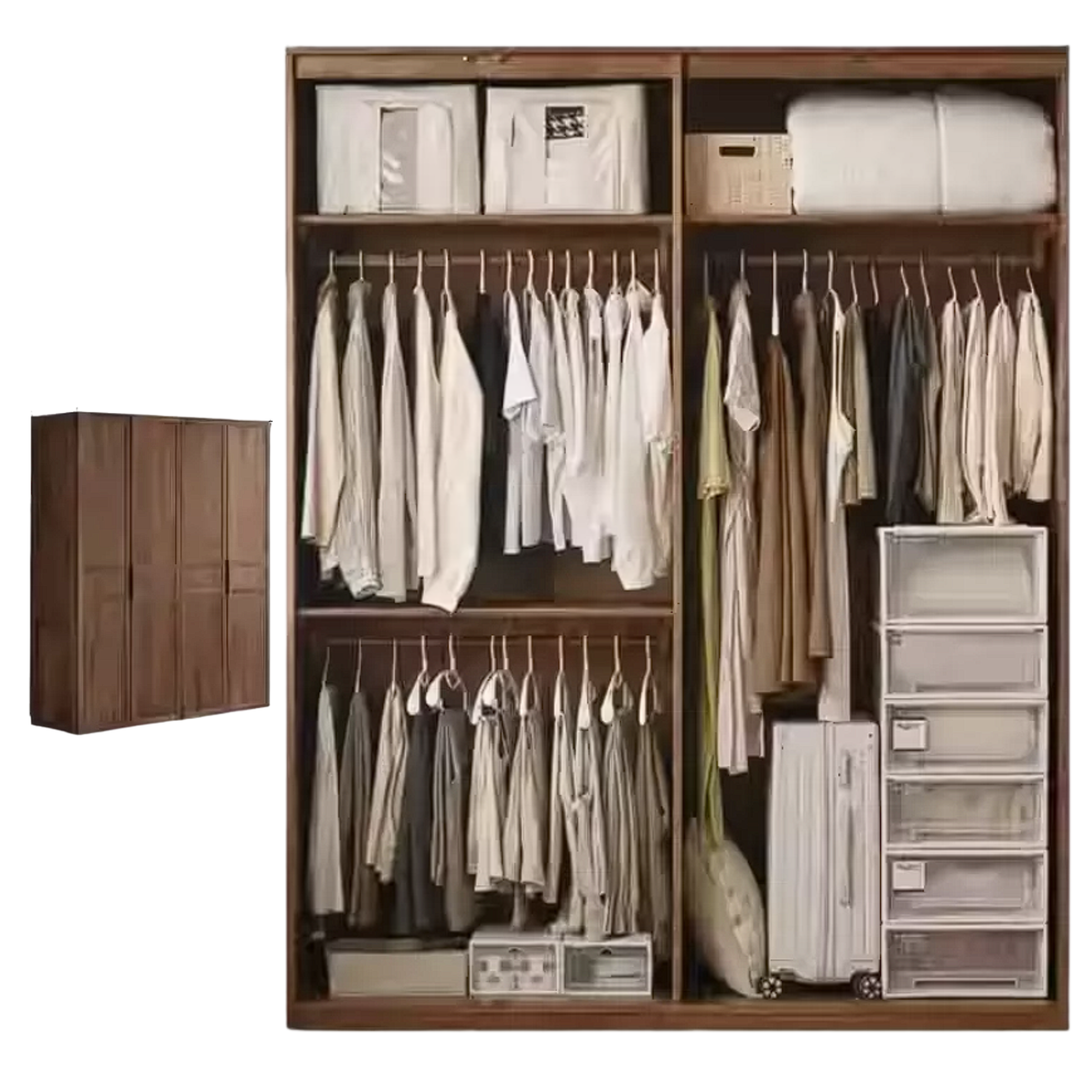 Black Walnut Solid Wood Wardrobe Modern Simple