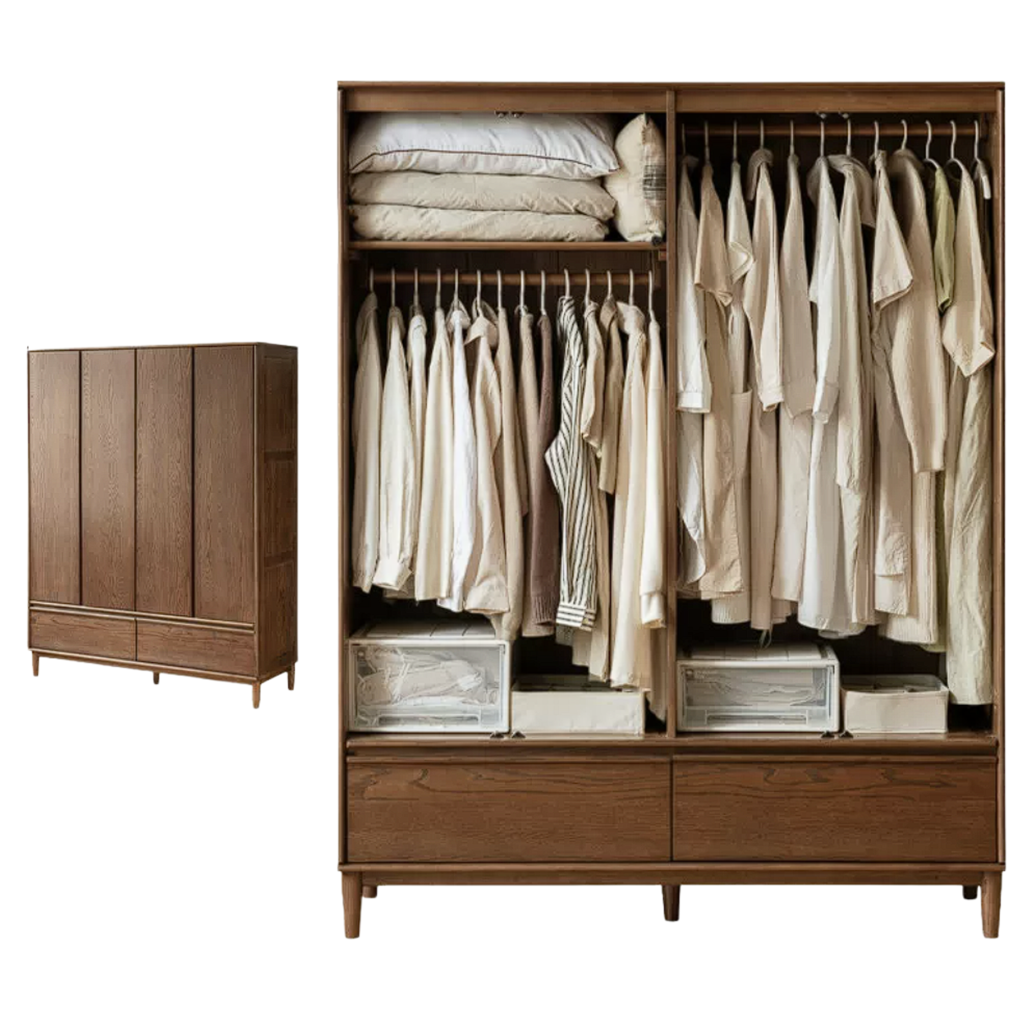 Oak Solid Wood Modern Wardrobe