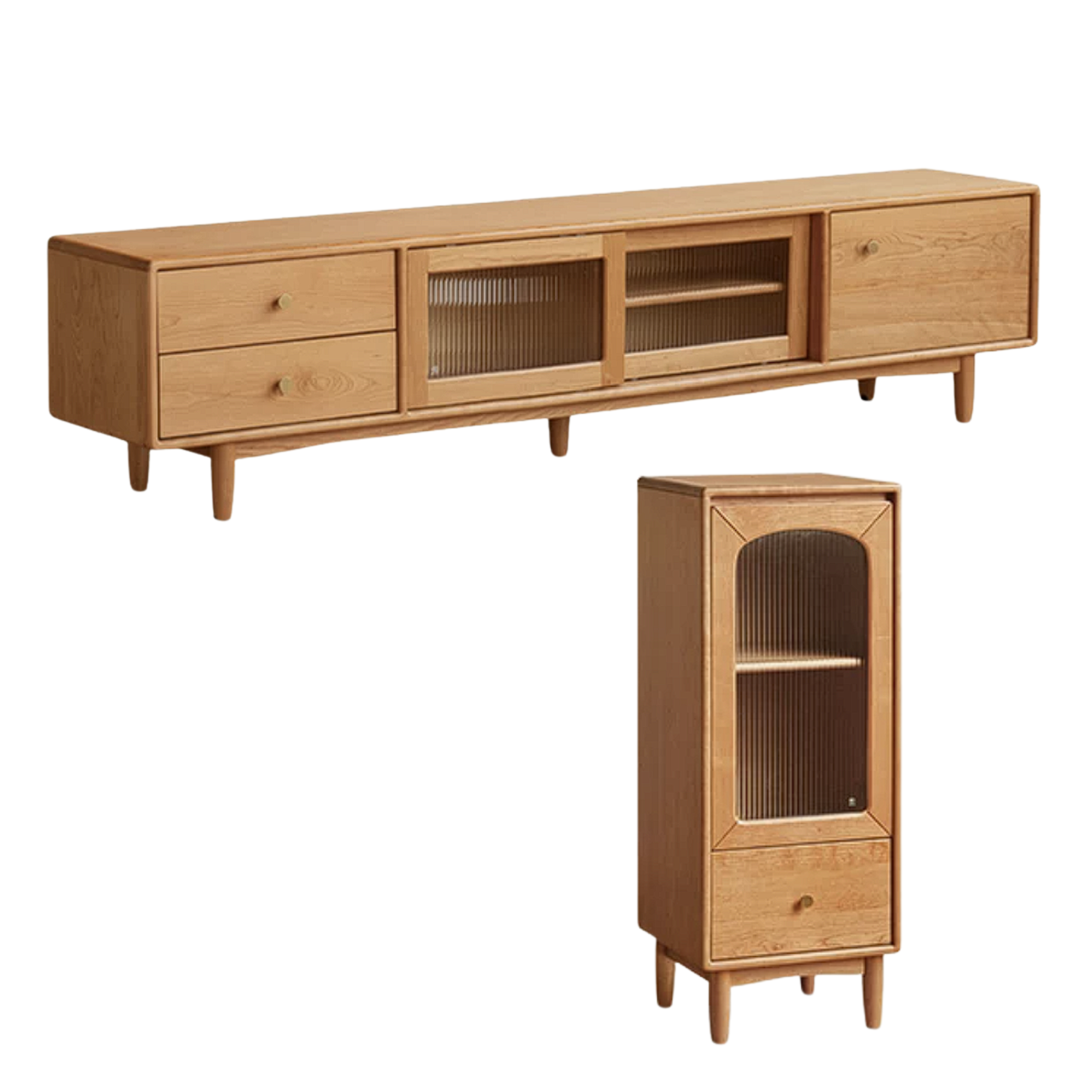 Cherry, Ash Solid Wood Modern TV Cabinet