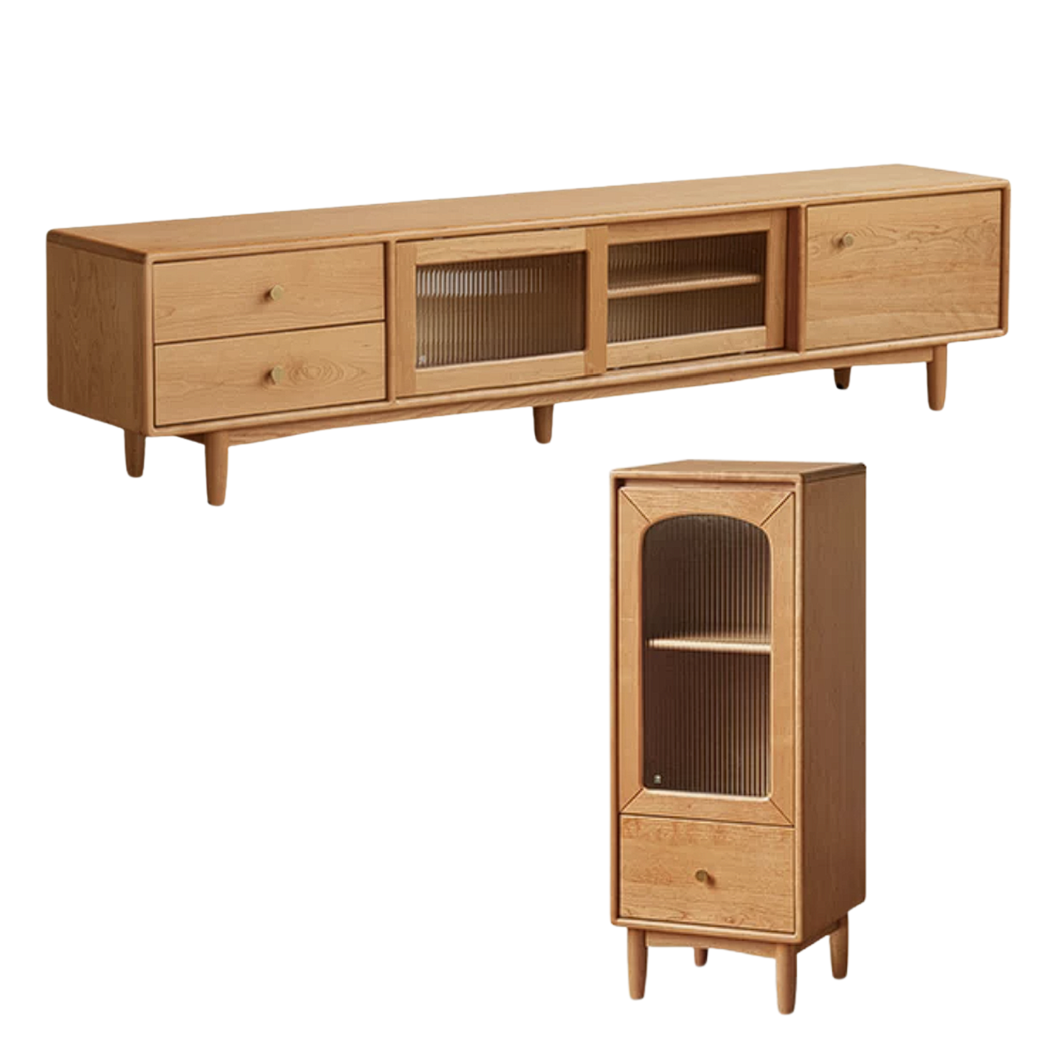 Cherry, Ash Solid Wood Modern TV Cabinet