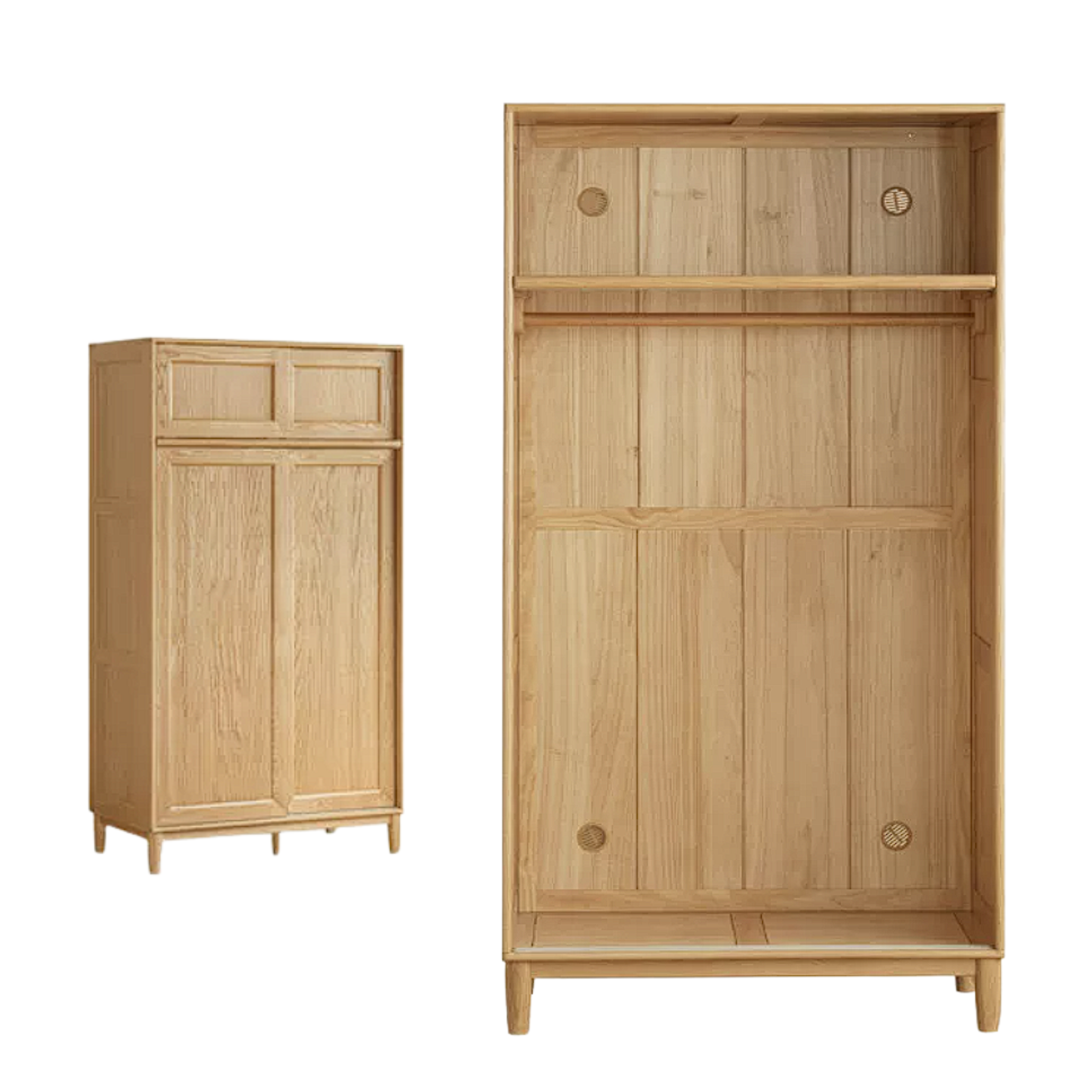 Oak Solid Wood Sliding Door Wardrobe