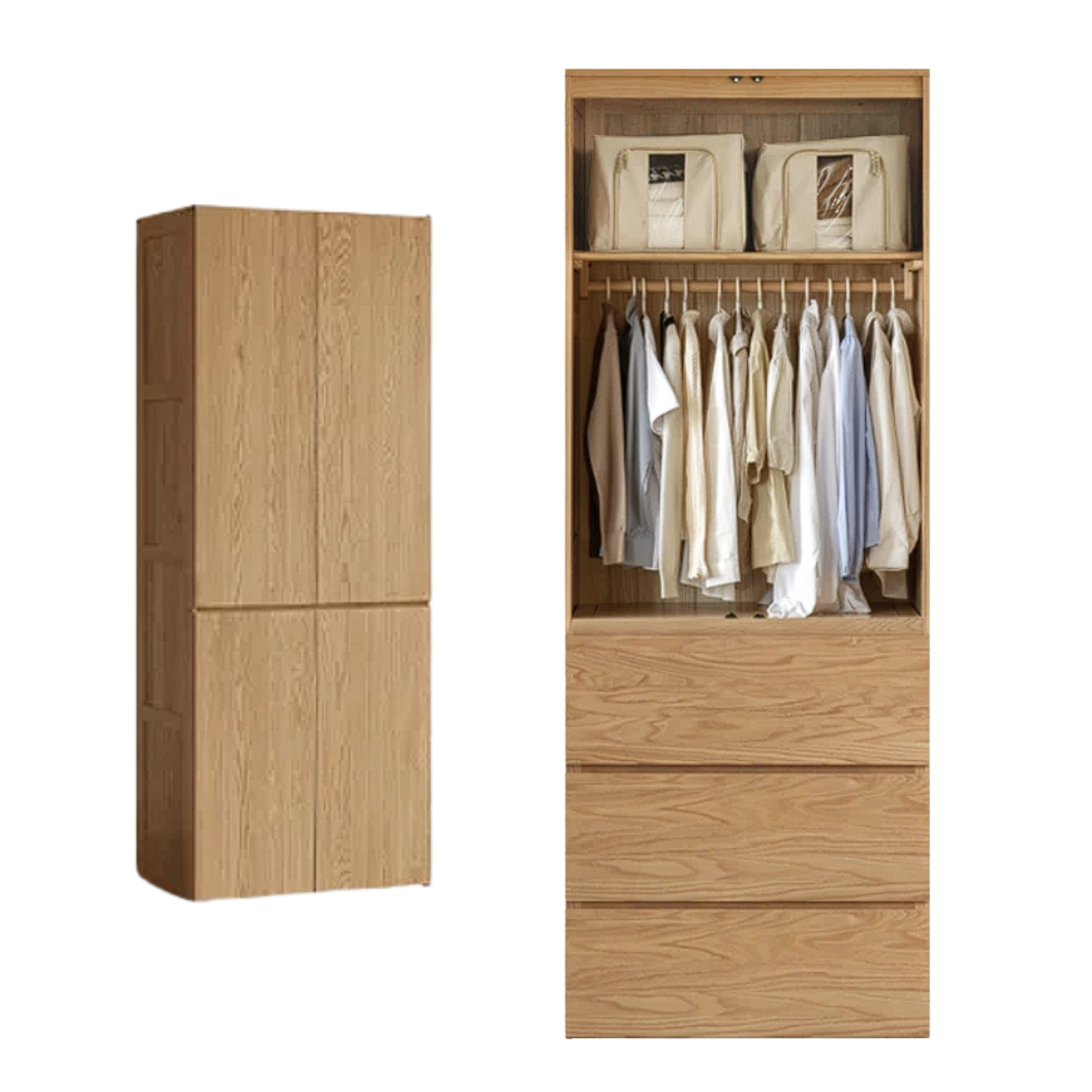 Oak, Ash Solid Wood Sectional Wardrobe