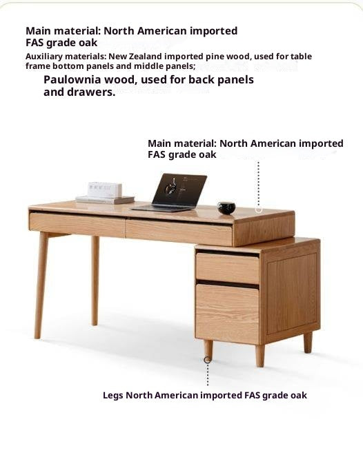 Oak Solid Wood Modern Office Desk
