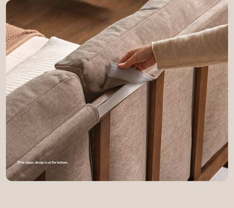 Rubberwood Solid Wood Bed with Oversized Soft Pillow Headboard