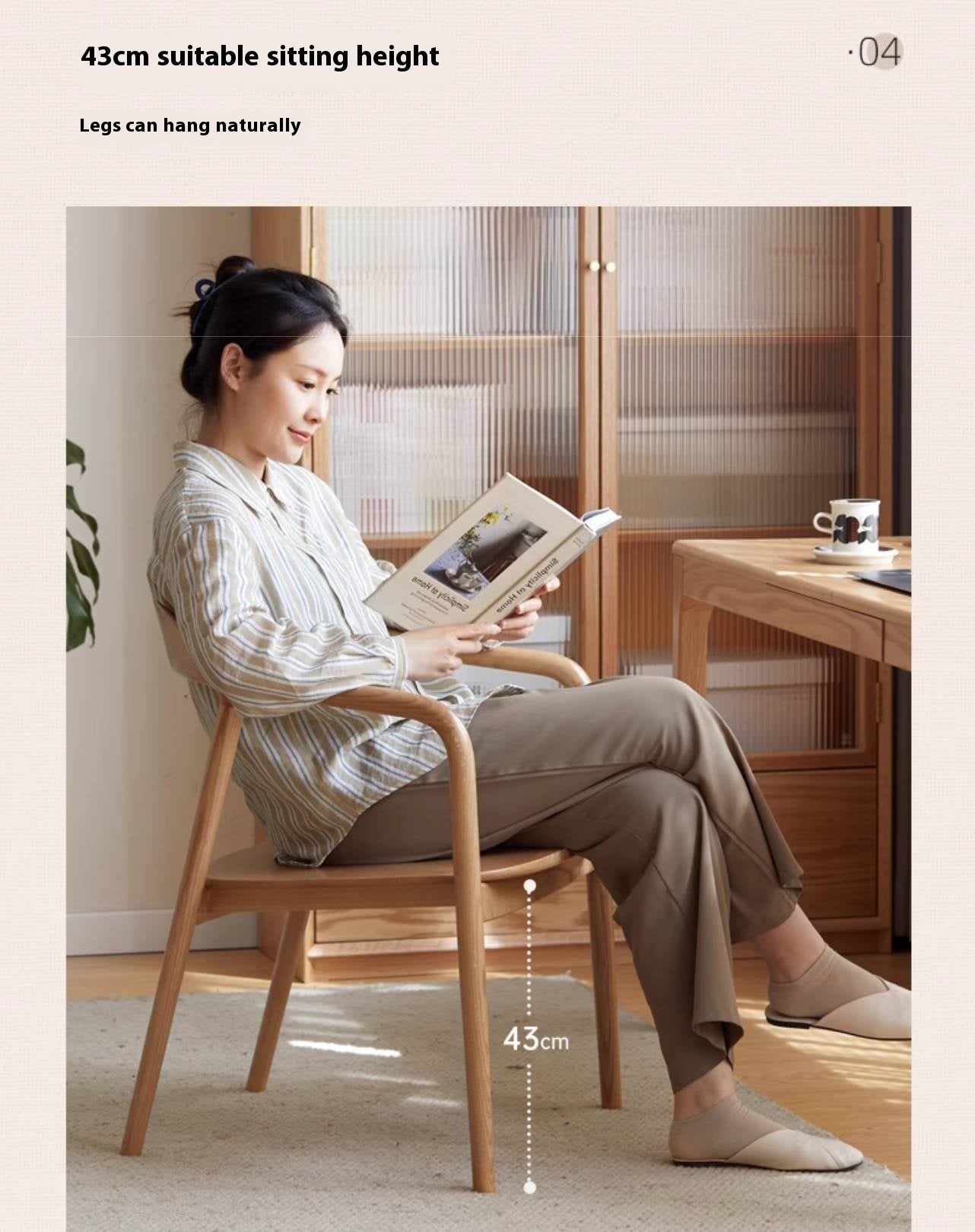 Ash, White Ash, Black Walnut Solid Wood Armchair, Scandinavian Modern Curved Back Accent Chair