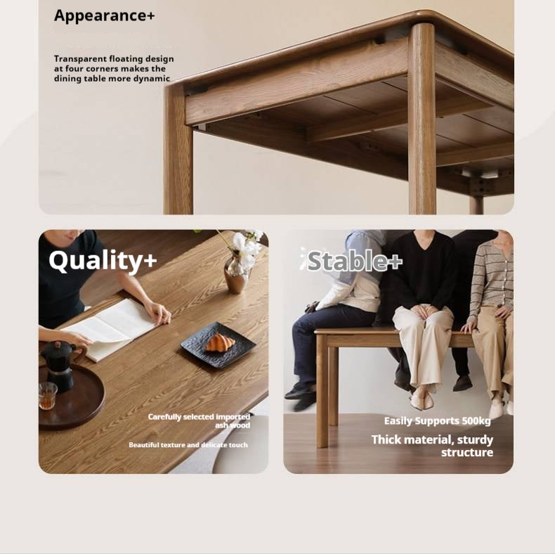 Ash Solid Wood Modern Minimalist Long Dining Table