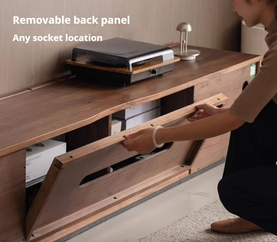 Solid Sandalwood, Black Walnut Solid Wood TV Cabinet Italian Light Luxury