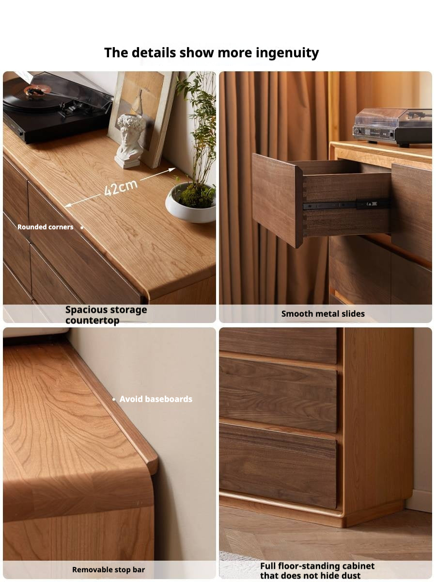 Black Walnut, Cherry Solid Wood Modern Drawer Cabinet.