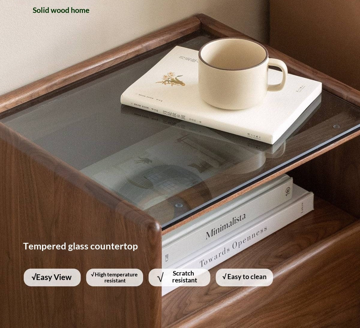 Black Walnut, Catalpa, Sandalwood Solid Wood Nightstand Modern Minimalist