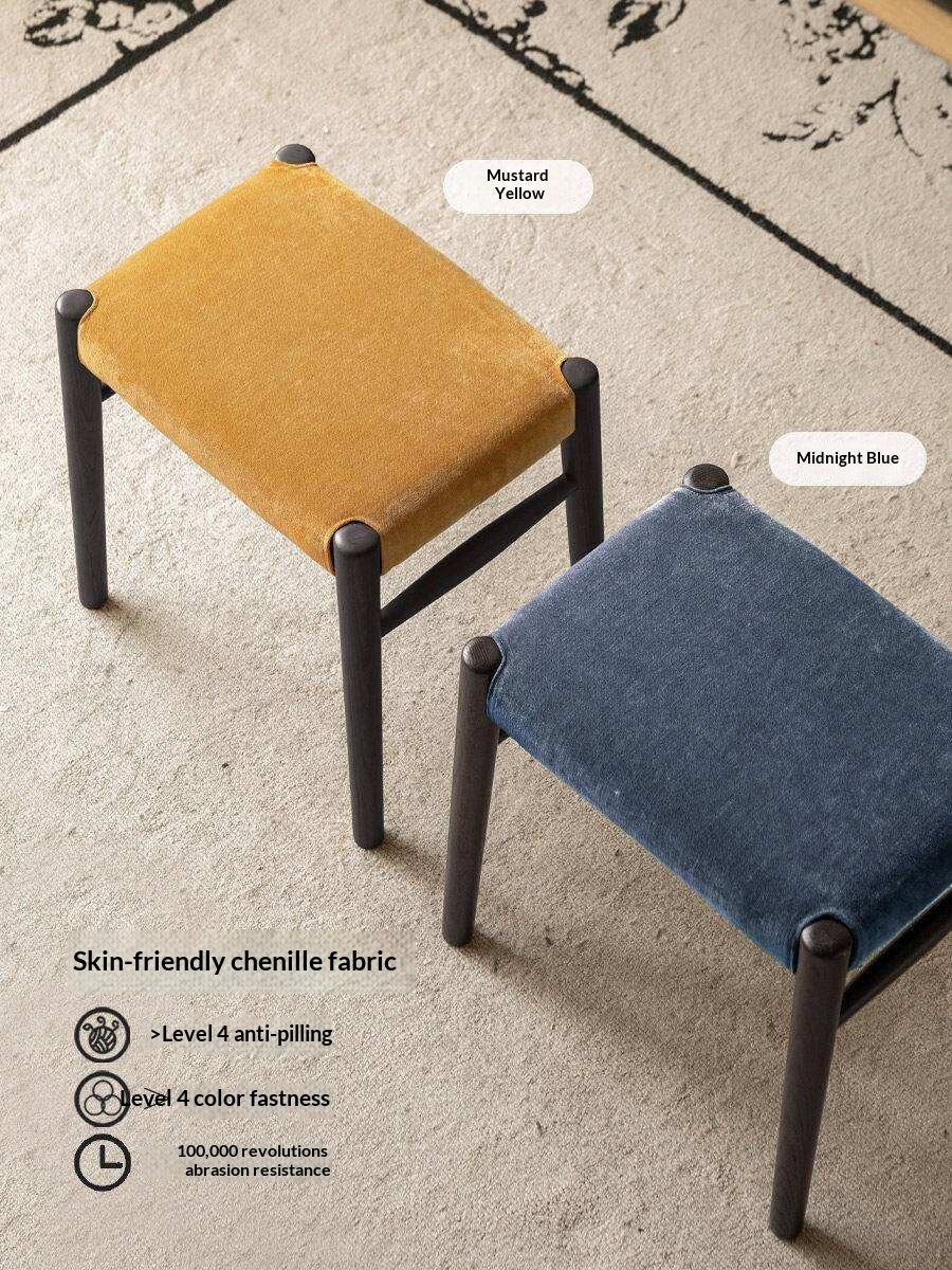 Oak Solid Wood Retro Makeup Stool