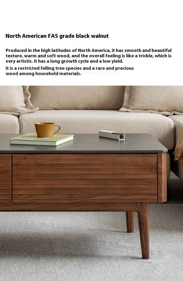 Sandalwood, Black Walnut Solid Wood Rock Plate Coffee Table