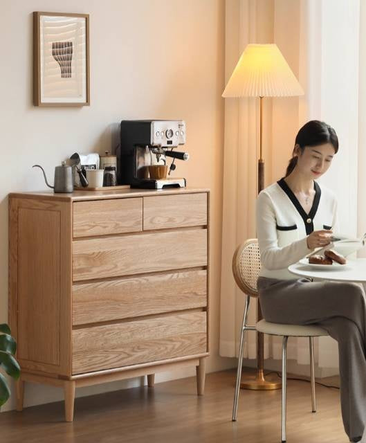 Oak Solid Wood Five-Drawer Chest