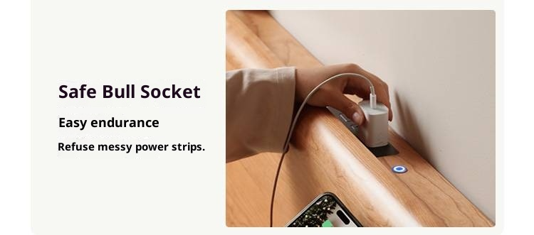 Cherry Solid Wood Night Light Suspended Box Bed