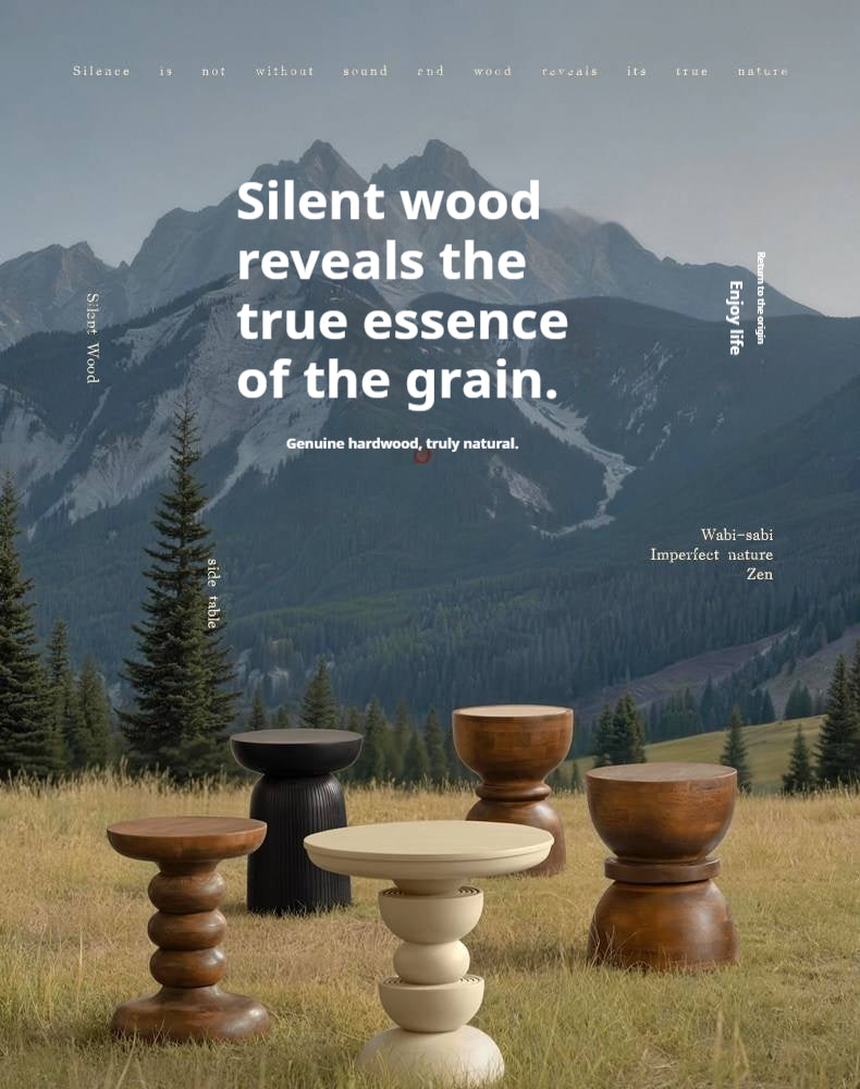 Mango Solid Wood Wabi Sabi Round Side Table