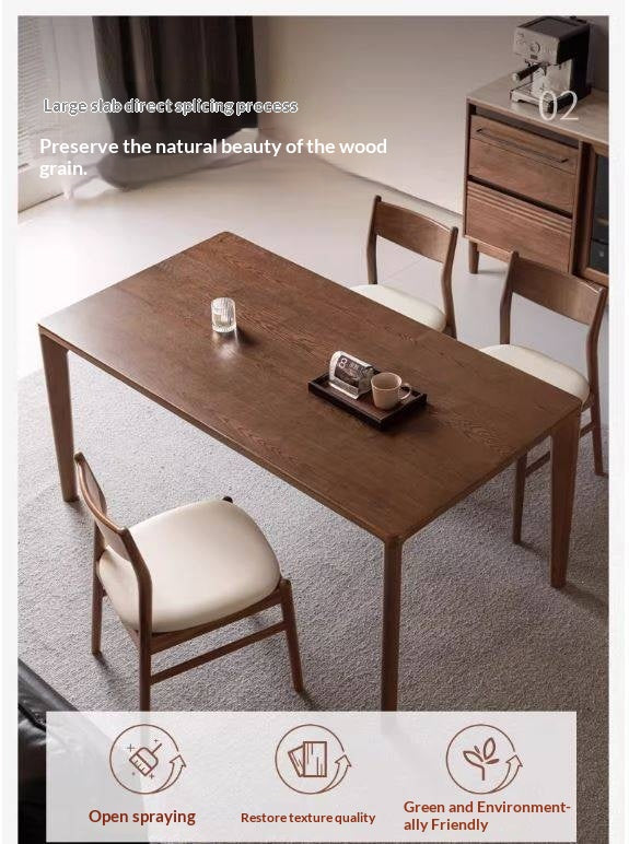 Ash Solid Wood Modern Minimalist Dining Table