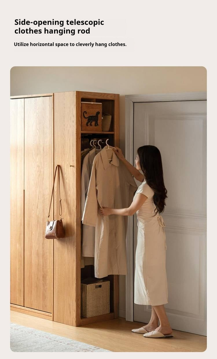 Oak Solid Wood Modern Corner Wardrobe