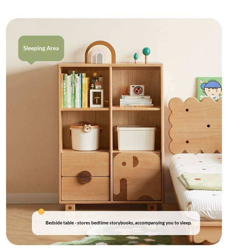 Oak Solid Wood Multi-Layer Children's Bookcase