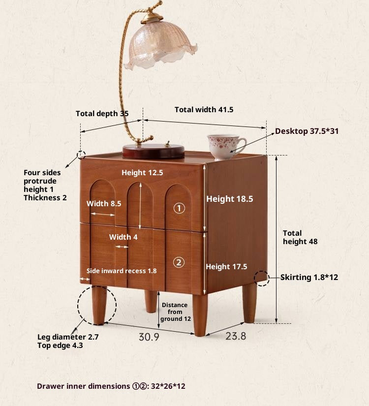 Poplar Solid Wood French Antique Style Nightstand