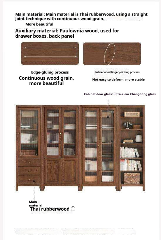Solid Rubberwood Modern Bookcase