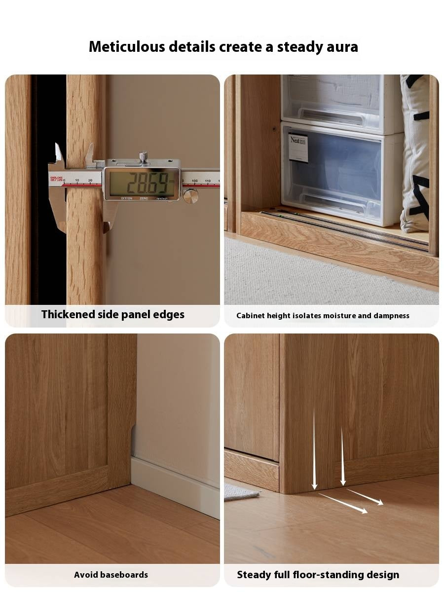 Oak Solid Wood Modern Double Door Wardrobe