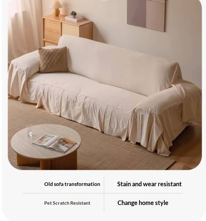 100% Cotton Sofa Cover, All-Season Washable Slipcover, Breathable Dustproof Sofa Protector