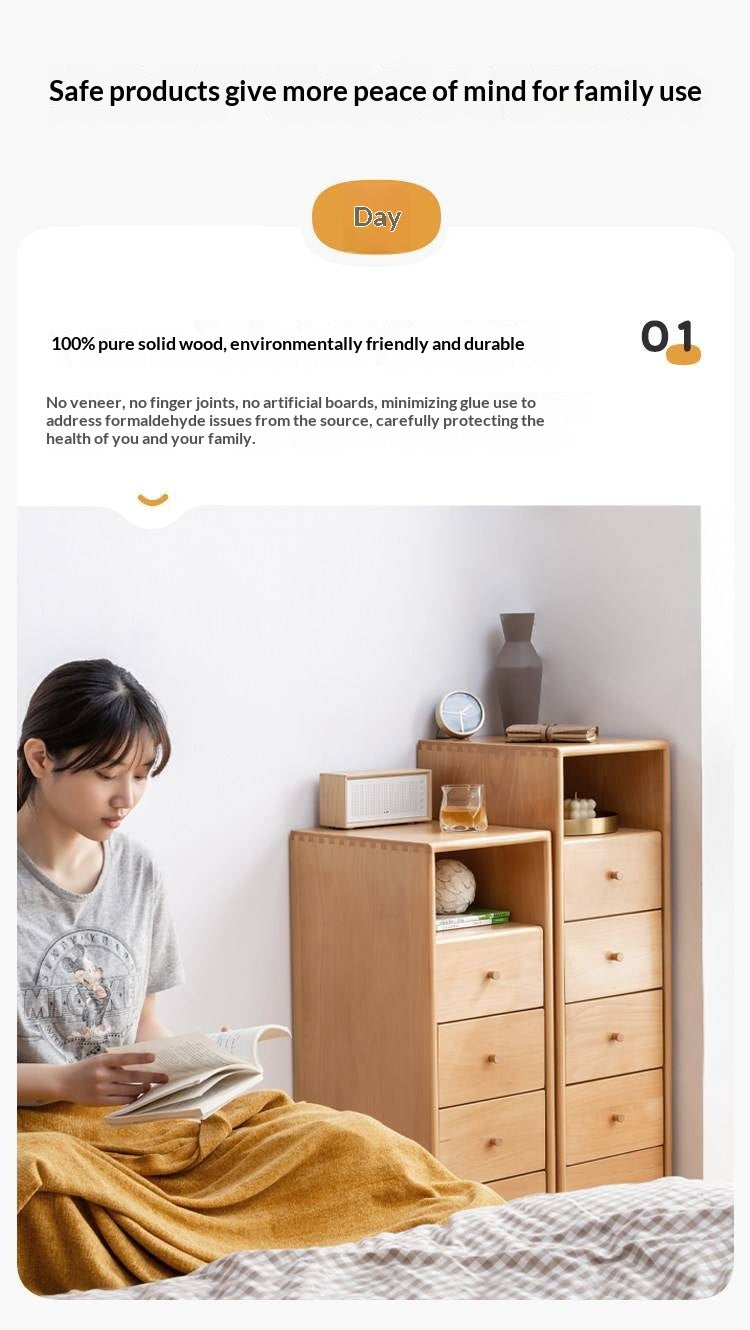 European Beech Solid Wood Storage Side Cabinet Combination