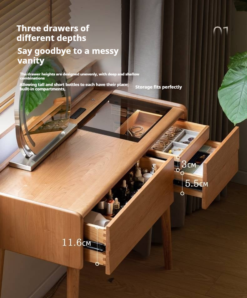 Cherry Solid Wood Retro Style Vanity Table.