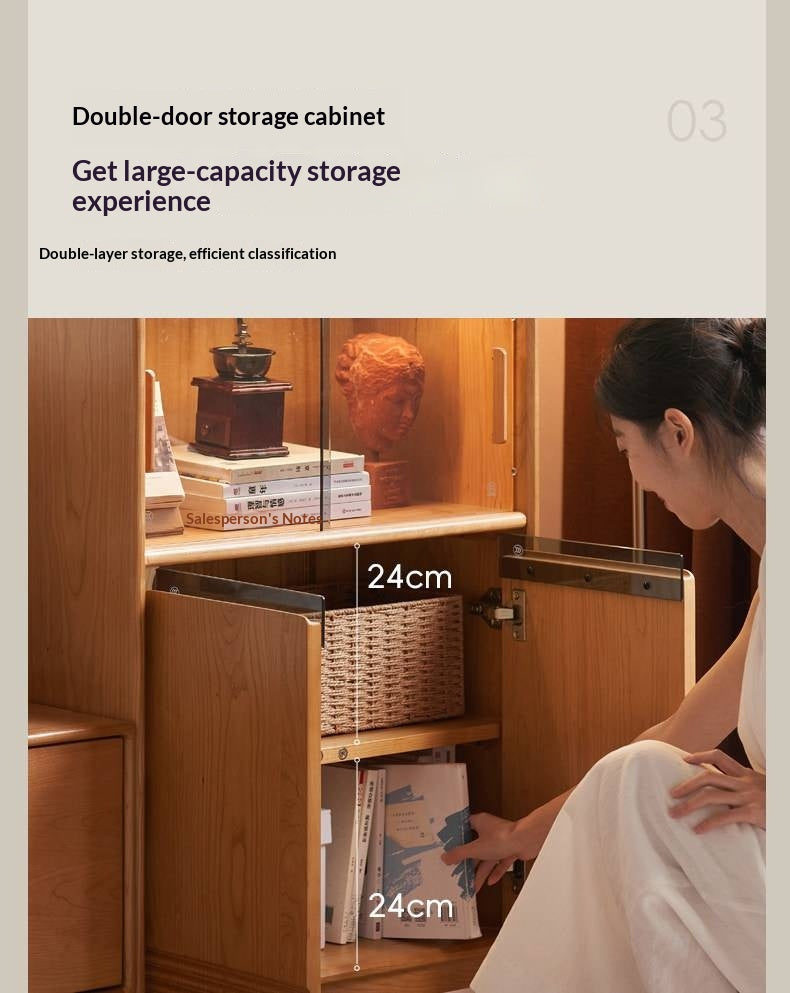 Cherry Solid Wood Wall-Mounted Side Cabinet Modern Minimalist Style