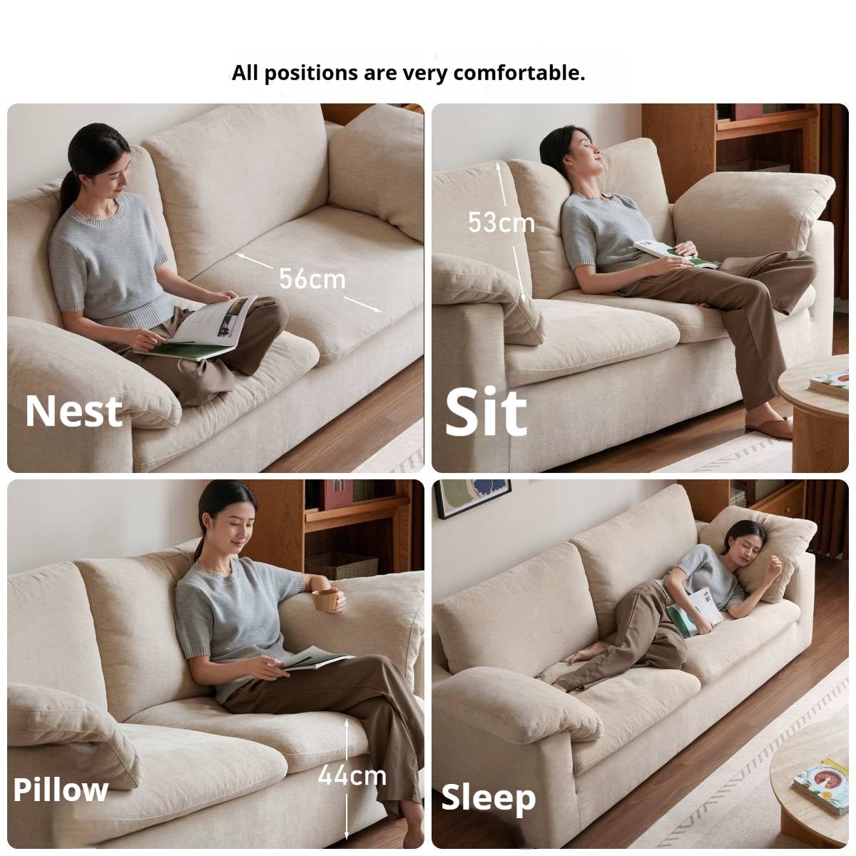 Wabi-Sabi Fabric Sofa with Detachable and Washable Covers