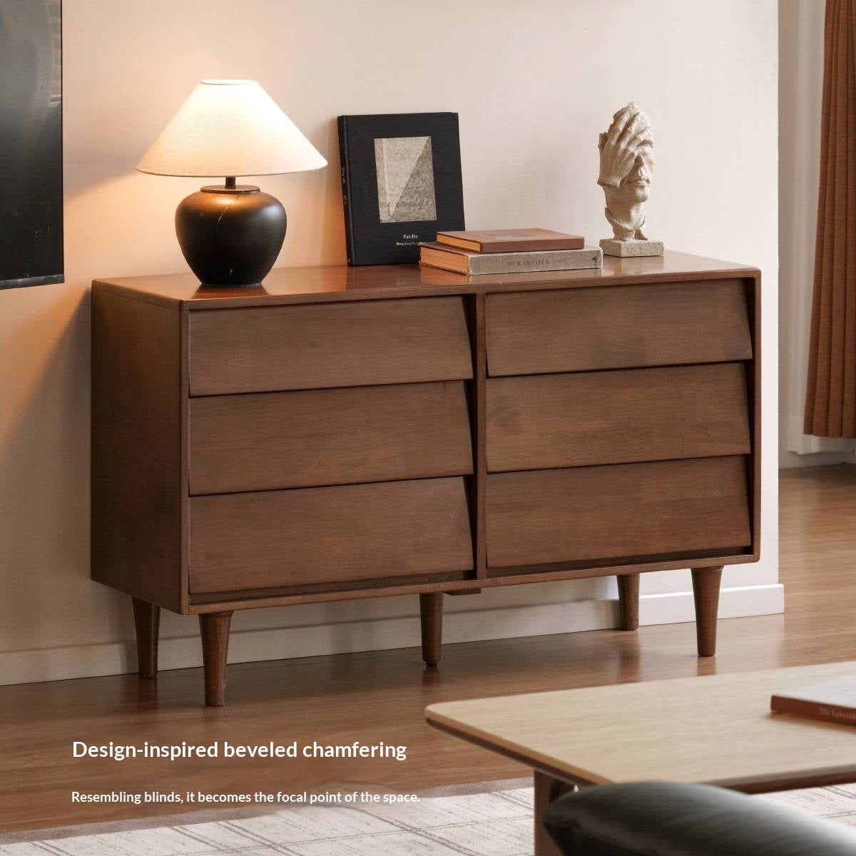 Solid Rubberwood Antique Style Chest of Drawers