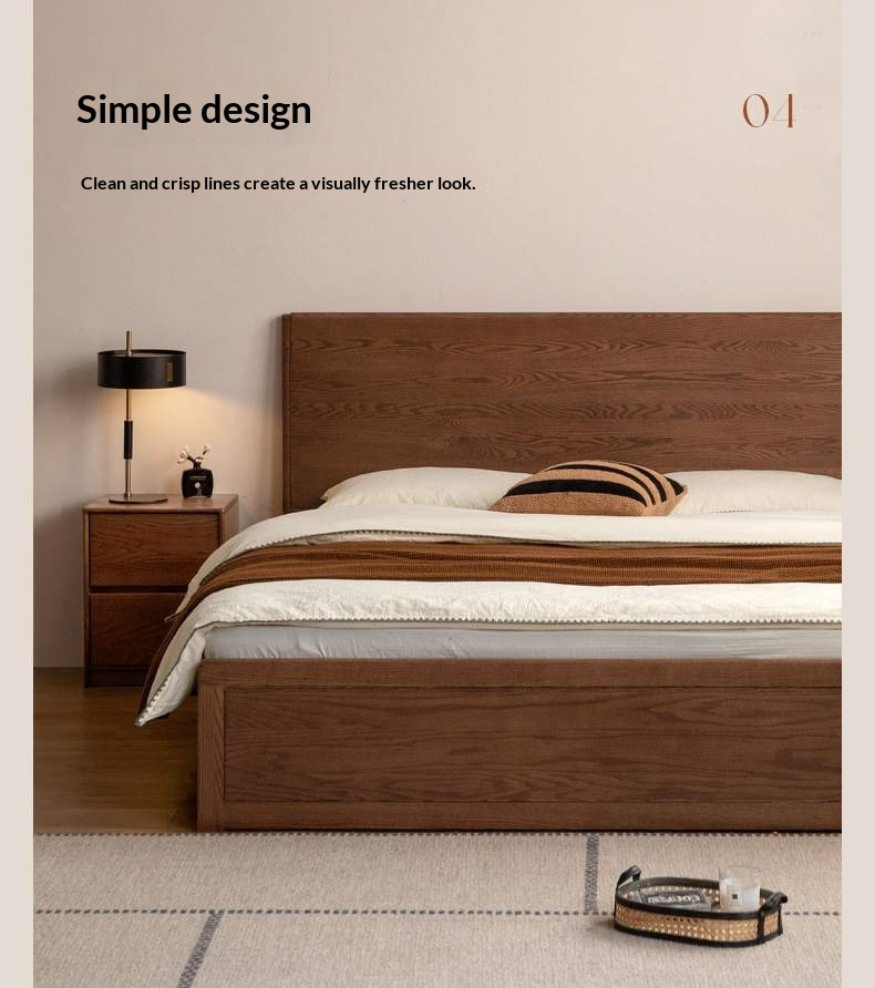 Oak Solid Wood Box Bed — Modern Minimalist Design