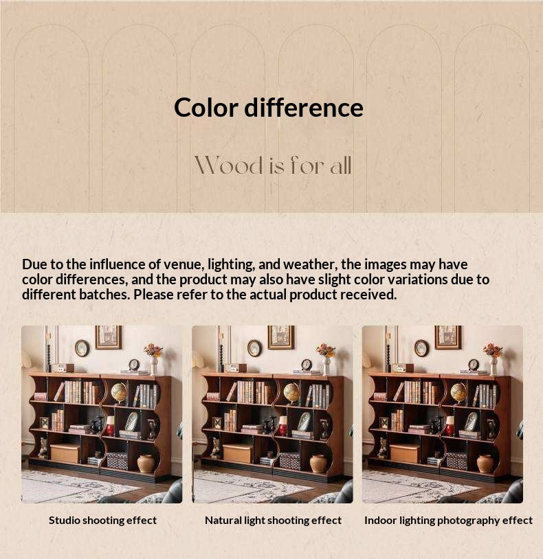 Solid RubberWood French Retro Bookcase with Storage Cabinet