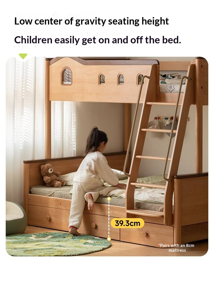 Beech Solid Wood Detachable Bunk Bed with Playful Design