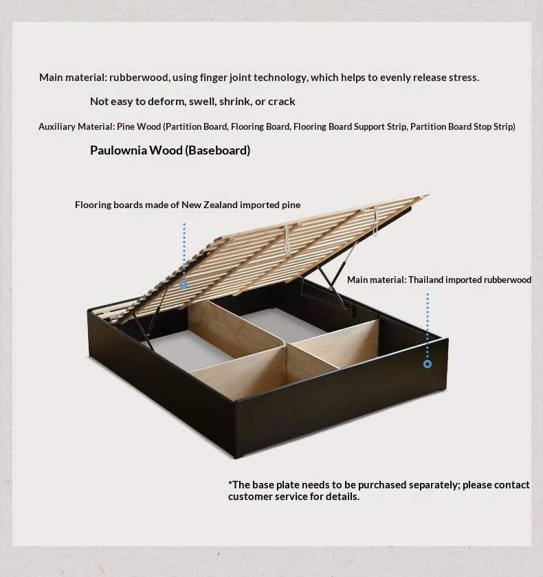 Rubberwood Solid Wood Platform Bed, Headboard-Free Box Bed, Modern Minimalist